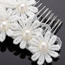 Elegant Lace Flower Faux Pearl Headpiece Wedding Jewelry Pearl Hair Comb Fashion Decoration