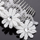 Vintage Bridal Hair Comb Lace Flower Crystal Headpiece Wedding Accessory
