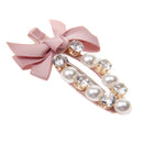 Women Jewelry Korean Style Pink Bowknot Hair Clip Rhinestones Clamp Hairpin
