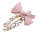 Women Jewelry Korean Style Pink Bowknot Hair Clip Rhinestones Clamp Hairpin