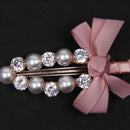 Women Jewelry Korean Style Pink Bowknot Hair Clip Rhinestones Clamp Hairpin