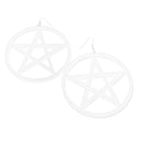 Exaggerated Super Big Trendy NightClub Style Circle Star Stud Earrings White