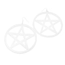 Exaggerated Super Big Trendy NightClub Style Circle Star Stud Earrings White