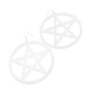 Exaggerated Super Big Trendy NightClub Style Circle Star Stud Earrings White