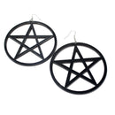 Black Exaggerated Super Big Trendy NightClub Style Circle Star Stud Drop Earrings