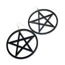 Black Exaggerated Super Big Trendy NightClub Style Circle Star Stud Drop Earrings