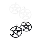 Black Exaggerated Super Big Trendy NightClub Style Circle Star Stud Drop Earrings