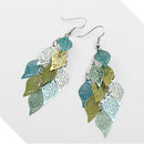Fashion Colorful Drop Copper Leaf Design Earring Women Charms Jewelry Gift