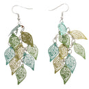 Fashion Colorful Drop Copper Leaf Design Earring Women Charms Jewelry Gift