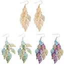 Fashion Colorful Drop Copper Leaf Design Earring Women Charms Jewelry Gift