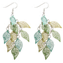 Fashion Colorful Drop Copper Leaf Design Earring Women Charms Jewelry Gift