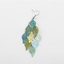 Fashion Colorful Drop Copper Leaf Design Earring Women Charms Jewelry Gift