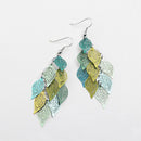 Fashion Colorful Drop Copper Leaf Design Earring Women Charms Jewelry Gift