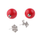 Women Red Pearl Double sided Earrings Stud Crystal Snowflake Deer Christmas 16mm