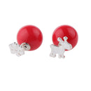 Silver Wire Snowflake Deer Earrings Stud Christmas Pearl Double Sided Ear Jewelry12mm