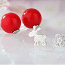 Silver Wire Snowflake Deer Earrings Stud Christmas Pearl Double Sided Ear Jewelry12mm
