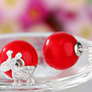 Silver Wire Snowflake Deer Earrings Stud Christmas Pearl Double Sided Ear Jewelry12mm