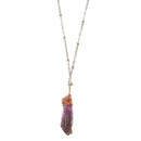 Lady Jewelry European Style Purple Rhinestone Crystal Pendant Chain Necklace