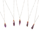 Lady Jewelry European Style Purple Rhinestone Crystal Pendant Chain Necklace