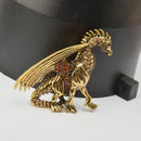 Fashion Antique Gold Punk Pterosaur Design Crystal Brooch Pin Jewelry Gift