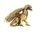 Fashion Antique Gold Punk Pterosaur Design Crystal Brooch Pin Jewelry Gift