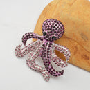 Vintage Octopus Women Cute Animal Broches Purple Crystal Rhinestone Brooch Pin