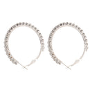 1Pair Womens Crystal Rhinestone Earrings Silver Hoop Earrings 40mm