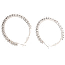 1Pair Womens Crystal Rhinestone Earrings Silver Hoop Earrings 40mm