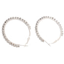 1Pair Womens Crystal Rhinestone Earrings Silver Hoop Earrings 40mm