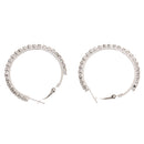 1Pair Womens Crystal Rhinestone Earrings Silver Hoop Earrings 40mm