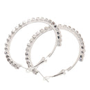 1Pair Womens Crystal Rhinestone Earrings Silver Hoop Earrings 40mm