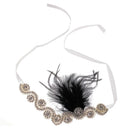 Great Gatsby 1920 Flapper Headpiece Crystal Bridal Black Feather Headband