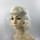 Wedding Bridal Flapper Feather Diamante Rhinestone Headband Headpiece 1920s
