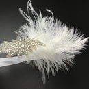 Wedding Bridal Flapper Feather Diamante Rhinestone Headband Headpiece 1920s