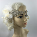 Wedding Bridal Feather Diamante Headband Headpiece 1920s 1930s Hair Band