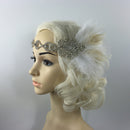 Wedding Bridal Feather Diamante Headband Headpiece 1920s 1930s Hair Band
