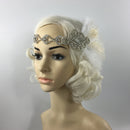 Wedding Bridal Feather Diamante Headband Headpiece 1920s 1930s Hair Band