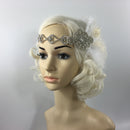 Wedding Bridal Feather Diamante Headband Headpiece 1920s 1930s Hair Band