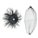 Retro Birdcage Veil Feather Fascinator Wedding/Funeral/Church-Black