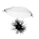 Retro Birdcage Veil Feather Fascinator Wedding/Funeral/Church-Black