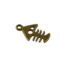 50Pcs Jewelry DIY Punk Vintage Bronze Fish Skeleton Shaped Charms Pendants