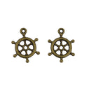 Vintage Bronze ship rudder wheel Charms Pendants connectors Jewelry DIY Pack of 50Pcs