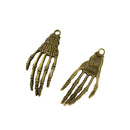 10x Vintage Bronze 3D Halloween Rock & Roll Skeleton Hand DIY Charms Pendant