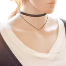 Women Fashion Accessory Alloy Black Geometric Round Pendant Double Necklace