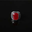 Fashion Man Punk Rings Vintage Red Gem Finger Ring With Red Rhinestone 18mm