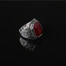 Fashion Man Punk Rings Vintage Red Gem Finger Ring With Red Rhinestone 18mm