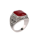 Fashion Man Punk Rings Vintage Red Gem Finger Ring With Red Rhinestone 18mm