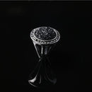 Male Jewelry Vintage Round Ring Black Crystal Fashion Alloy Mens Ring 18mm
