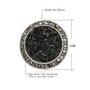 Male Jewelry Vintage Round Ring Black Crystal Fashion Alloy Mens Ring 18mm