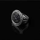 Male Jewelry Vintage Round Ring Black Crystal Fashion Alloy Mens Ring 19mm